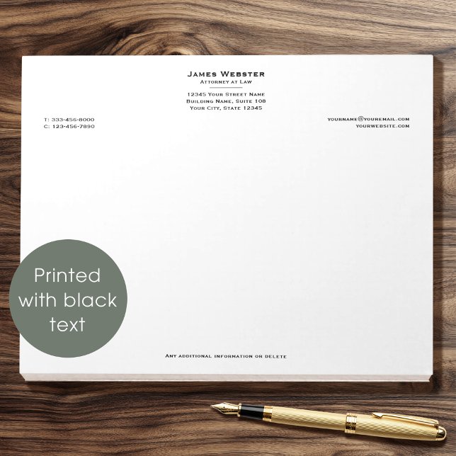 Classic Legal Attorney Notepad Black Template (Creator Uploaded)