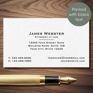 Classic Legal & Professional Attorney at Law Black Business Card
