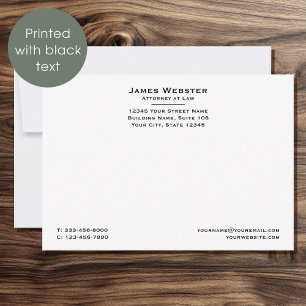 Classic Legal & Professional Attorney at Law Black Note Card
