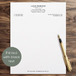 Classic Legal & Professional Business Black Letterhead<br><div class="desc">Create a professional appearance with this classic business letterhead. Combine traditional serif type and a formal layout for a stylish look. Personalize the template with your name, profession, address, website and email. Additional information can be included below. This editable design is ideal for a wide range of professionals, including lawyers,...</div>