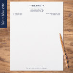 Classic Legal & Professional Business Navy Blue Letterhead<br><div class="desc">Create a professional appearance with this classic business letterhead. A combination of traditional serif type and a formal layout adds to the feeling of luxury. Personalize the template with your name, profession, address, website and email. Additional information can be included at the bottom. This versatile design would suit many different...</div>