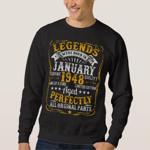Classic Legend Born In 1948 Man Myth 74th Bday Dec Sweatshirt
