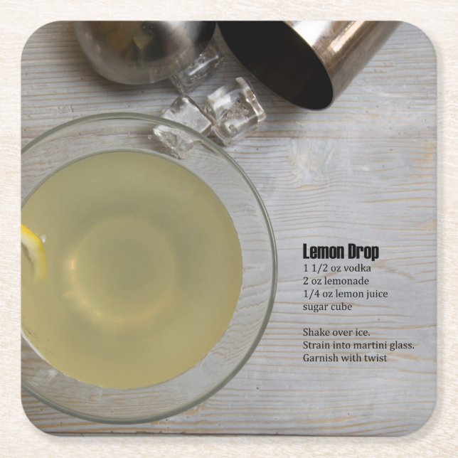 Classic Lemon Drop Square Paper Coaster (Front)
