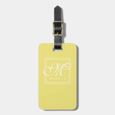 Classic Lemon Yellow and White Script Monogram