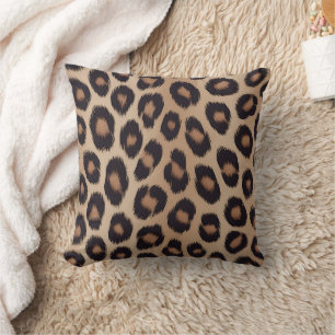Classic Leopard Animal Print Brown Cheetah Throw Pillow