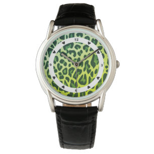 Classic Leopard Leo Pattern Print Design Green Watch