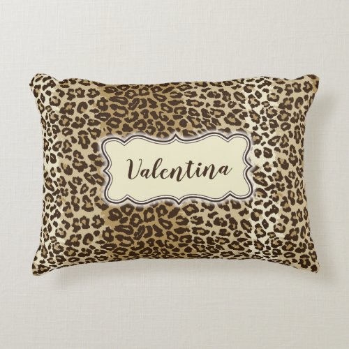 Classic Leopard Pattern with Custom Name Accent Pillow