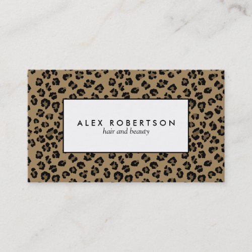 Classic leopard print and white business card