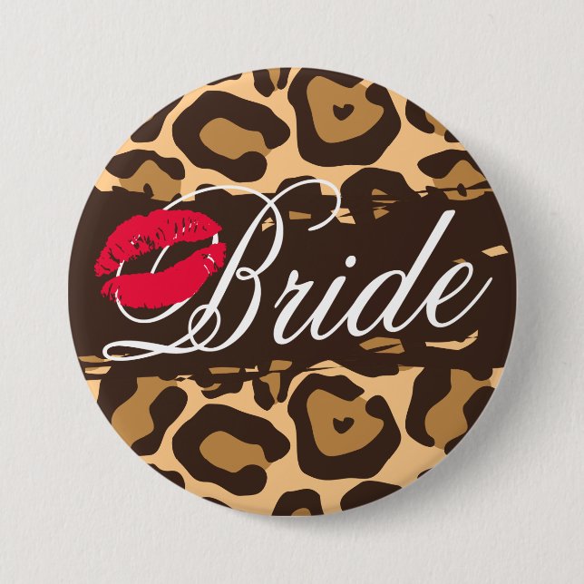 Classic Leopard Print Bride Button Pin (Front)