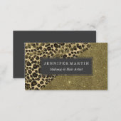 Classic Leopard Print Brushstrokes on Faux Glitter Business Card (Front/Back)