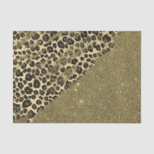 Classic Leopard Print Brushstrokes on Faux Glitter Tissue Paper