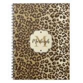 Monogram Name Leopard Print Cheetah Animal Pattern Notebook