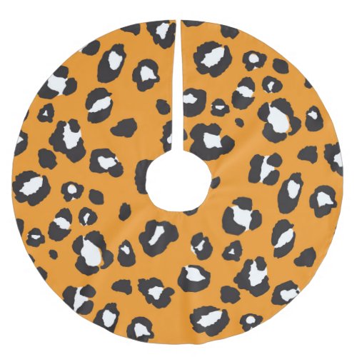 Classic Leopard Print Pattern Brushed Polyester Tree Skirt