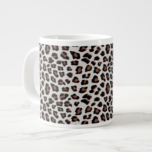 Classic Leopard Print Pattern Giant Coffee Mug (Front Left)