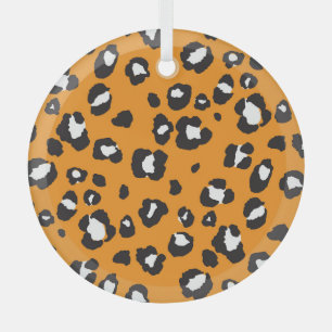 Classic Leopard Print Pattern Glass Ornament