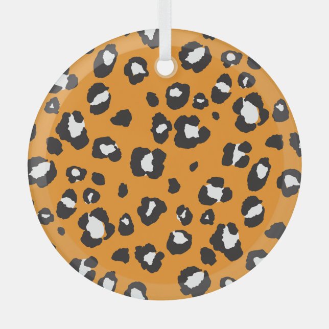 Classic Leopard Print Pattern Glass Ornament (Front)