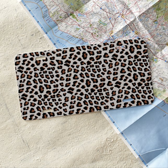 Classic Leopard Print Pattern License Plate (In Situ)