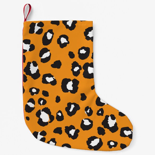 Classic Leopard Print Pattern Small Christmas Stocking (Front)