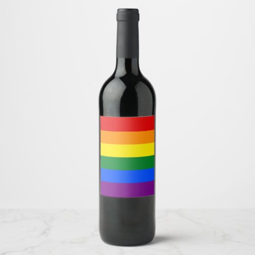 Classic LGBTQ Gay Pride Rainbow Flag Wine Label