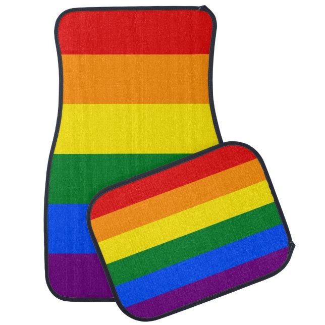 Classic LGBTQ Rainbow Gay Pride Flag Car Floor Mat (Set)