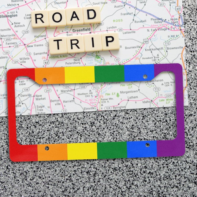 Classic LGBTQ Rainbow Gay Pride Flag License Plate Frame (Creator Uploaded)