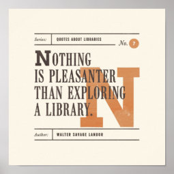 Classic Library Quote by Walter Savage Landor Poster | Zazzle