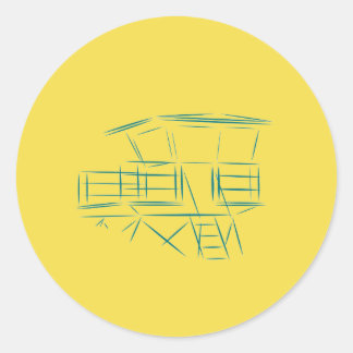 Classic Lifeguard Tower Round Sticker