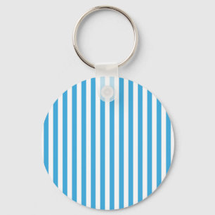 Classic Light Baby Blue and White Vertical Stripes Keychain