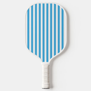 Classic Light Baby Blue and White Vertical Stripes Pickleball Paddle