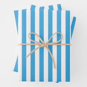 Classic Light Baby Blue and White Vertical Stripes Wrapping Paper Sheets