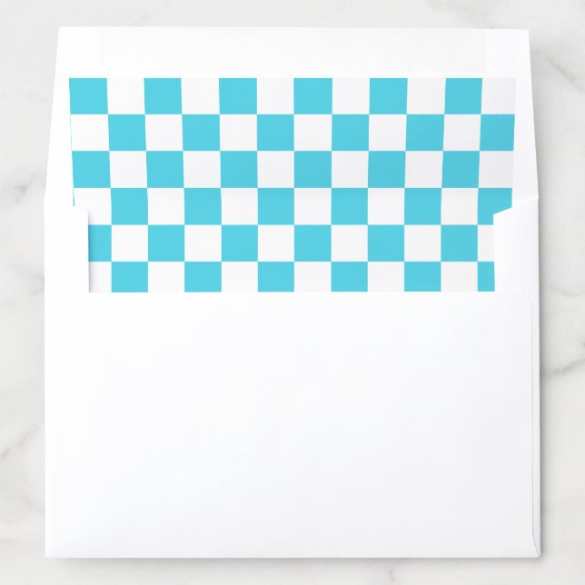 Classic Light Blue and White Checkerboard Envelope Liner (In Envelope)