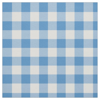 Classic Light Blue and White Gingham Plaid Fabric