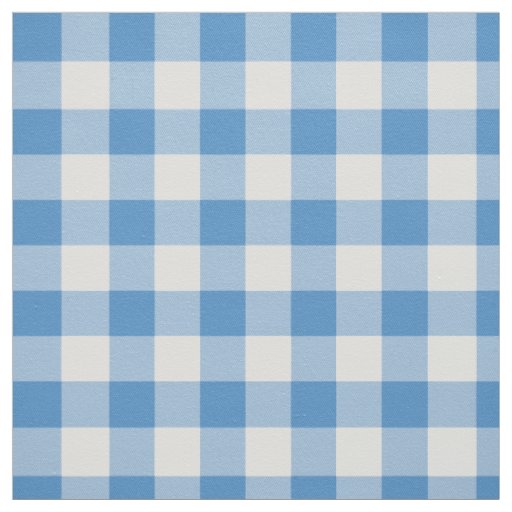 Classic Light Blue and White Gingham Plaid Fabric