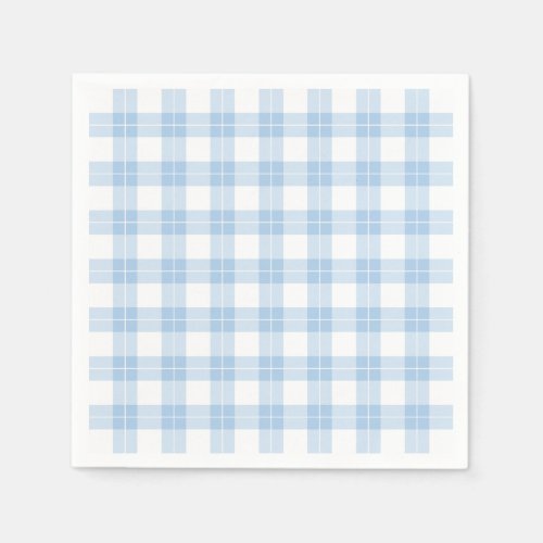Classic Light Blue and White Plaid Pattern Napkins
