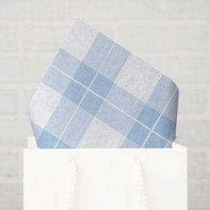 Classic Light Blue and White Plaid Pattern Tissue Paper
