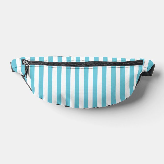 Classic Light Blue and White Vertical Stripes Fanny Pack (Lay Down)