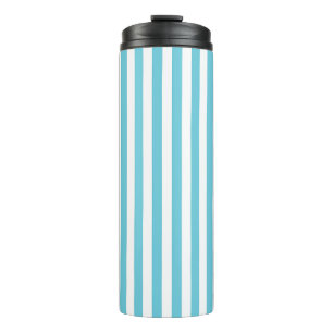 Classic Light Blue and White Vertical Stripes Thermal Tumbler