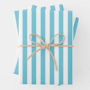 Classic Light Blue and White Vertical Stripes Wrapping Paper Sheets