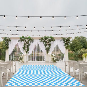 Classic light blue checkerboard outdoor rug