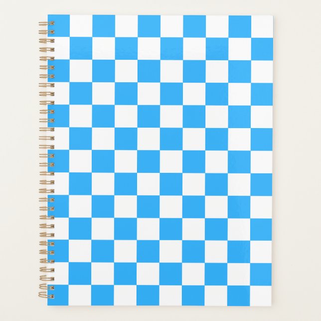 Classic light blue checkerboard  planner (Front)