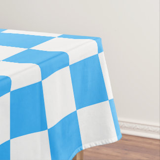 Classic light blue checkerboard tablecloth