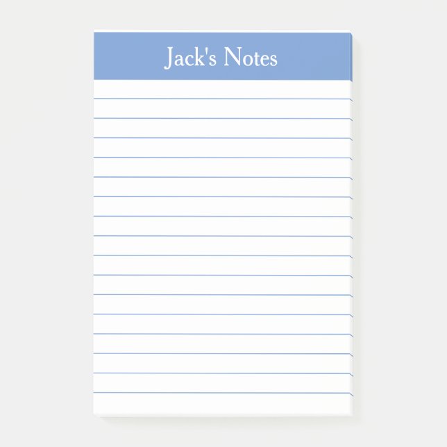 Classic Light Blue Lined Personalized Post-it Notes (Front)