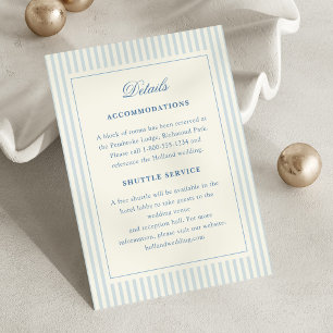Classic Light Blue Stripes Directions Enclosure Card