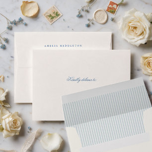Classic Light Blue Stripes Wedding Envelope