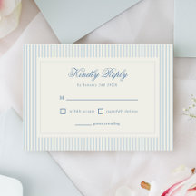 Classic Light Blue Stripes Wedding RSVP