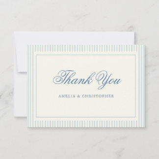 Classic Light Blue Stripes Wedding Thank You Card
