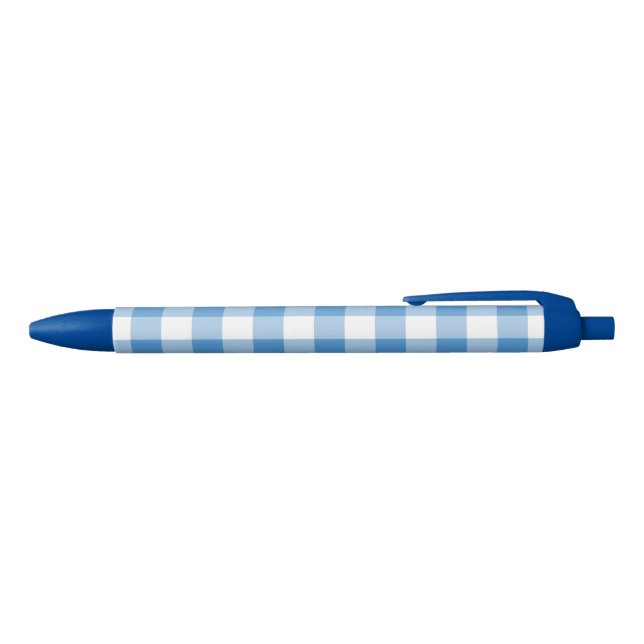 Classic Light Blue White Buffalo Check Pattern Pen (Top)