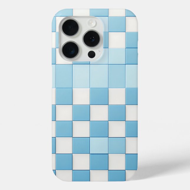 Classic Light Blue & White Checkered Phone Case  (Back)