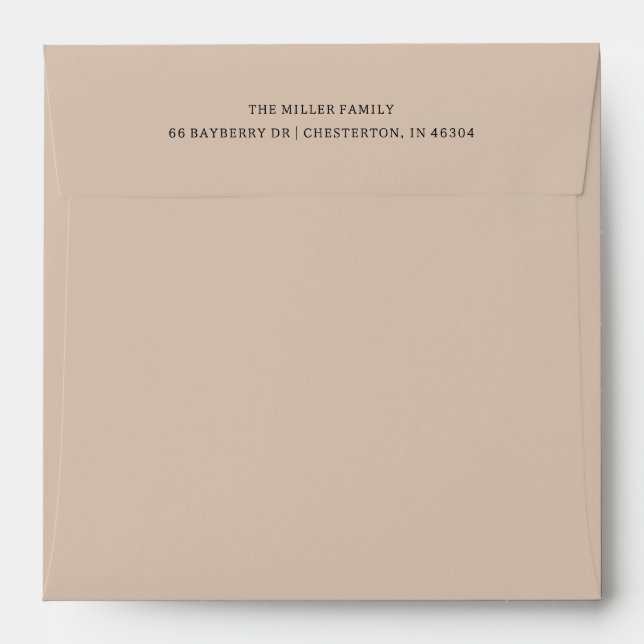 Classic Light Brown Two-Line Return Address Layout Envelope (Back (Top Flap))