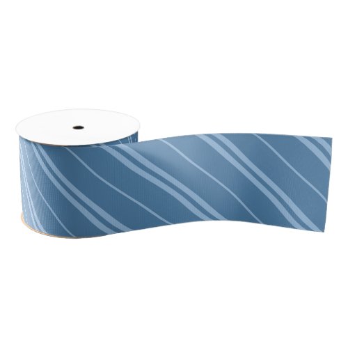 Classic Light Dark Blue School Stripes Pattern Grosgrain Ribbon